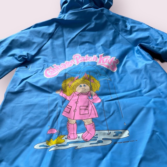 Vintage 1983 Cabbage Patch Kids Doll Pink And Blue Vinyl Raincoat Size 4 - Picture 11 of 13